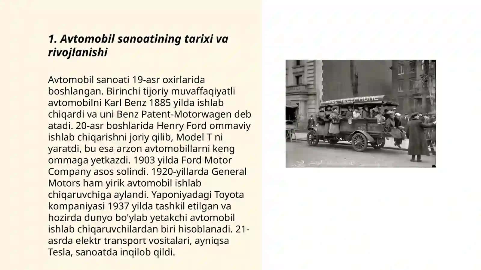 Avtomobil Sanoati va Transportini Rivojlanishi Reja 3