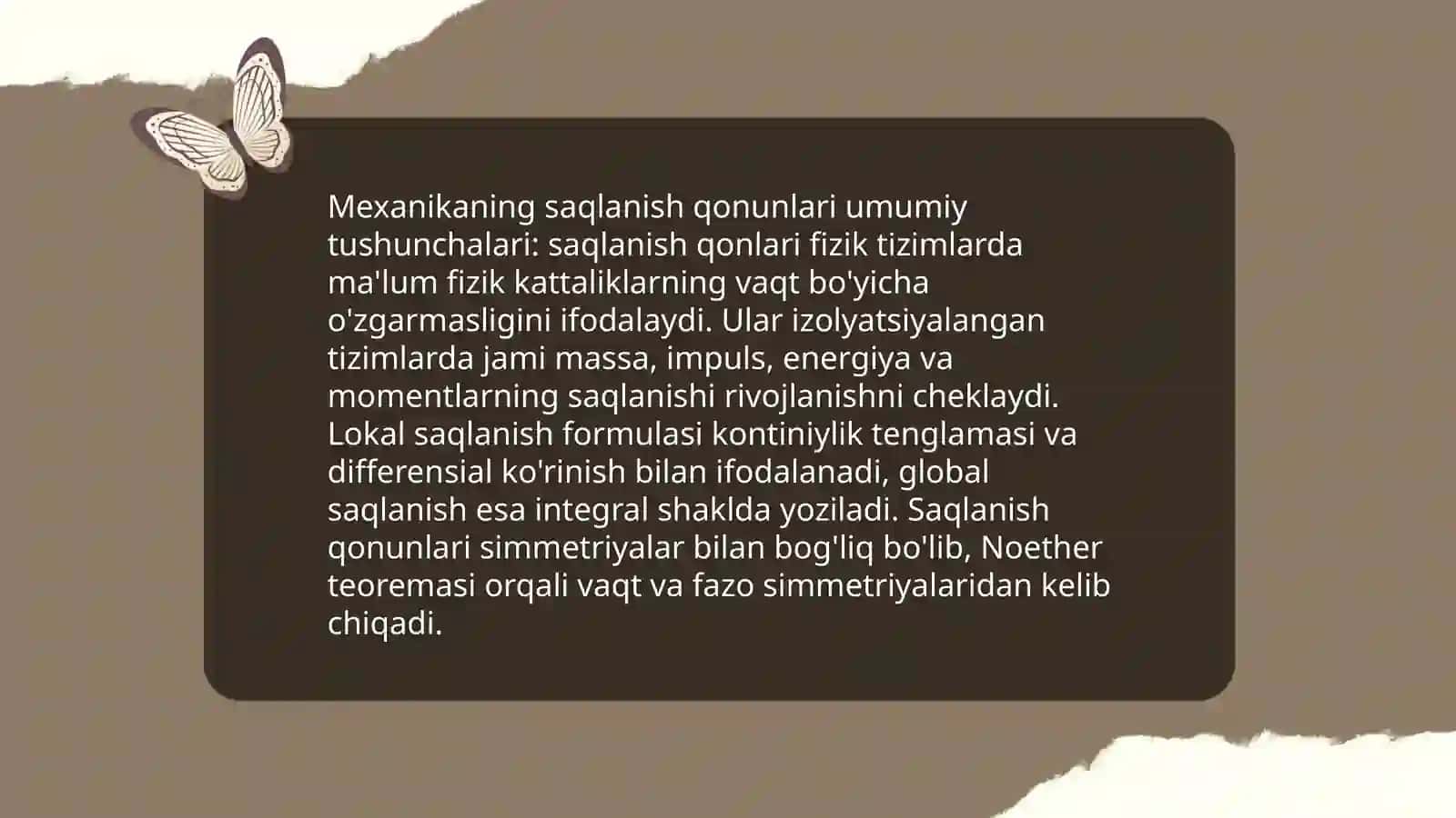 Mexanikaning saqlanish qonunlari 3