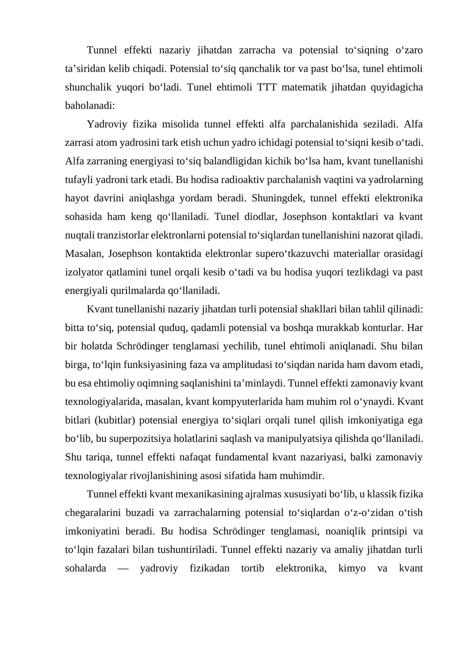 Tunnel effekti. Kvant mexanikasida garmonik ossillyator 3