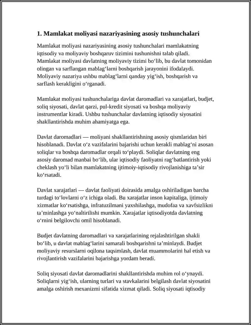 MAMLAKAT MOLIYASI HAQIDAGI NAZARIYALAR 3