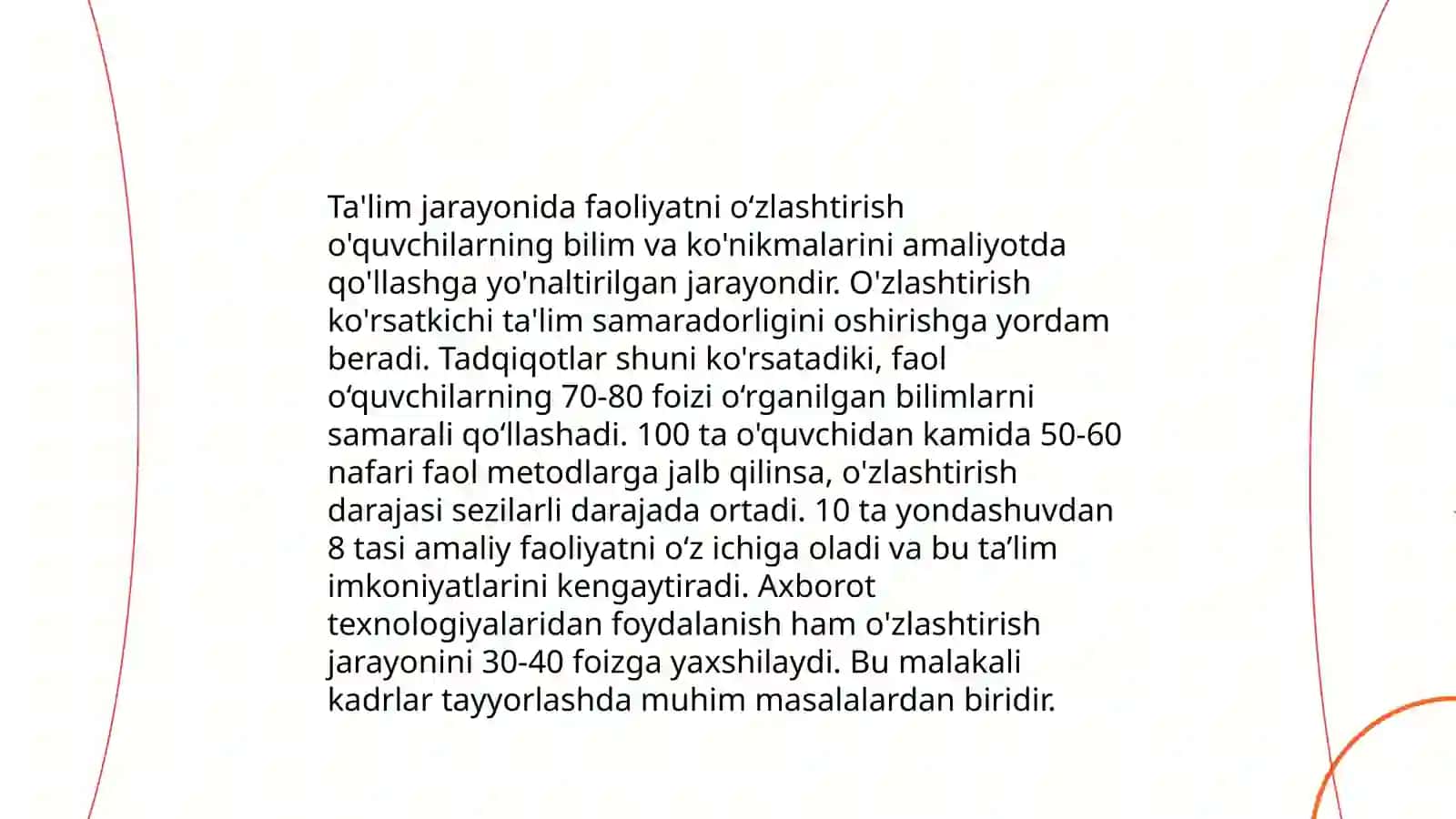 Ta'lim jarayonida faoliyatni oʻzlashtirish 3
