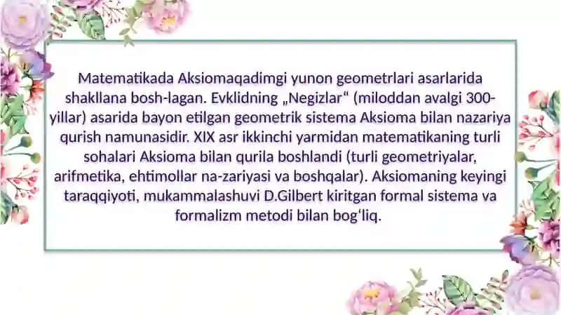 nazariyasini aksiomatik qurish 3