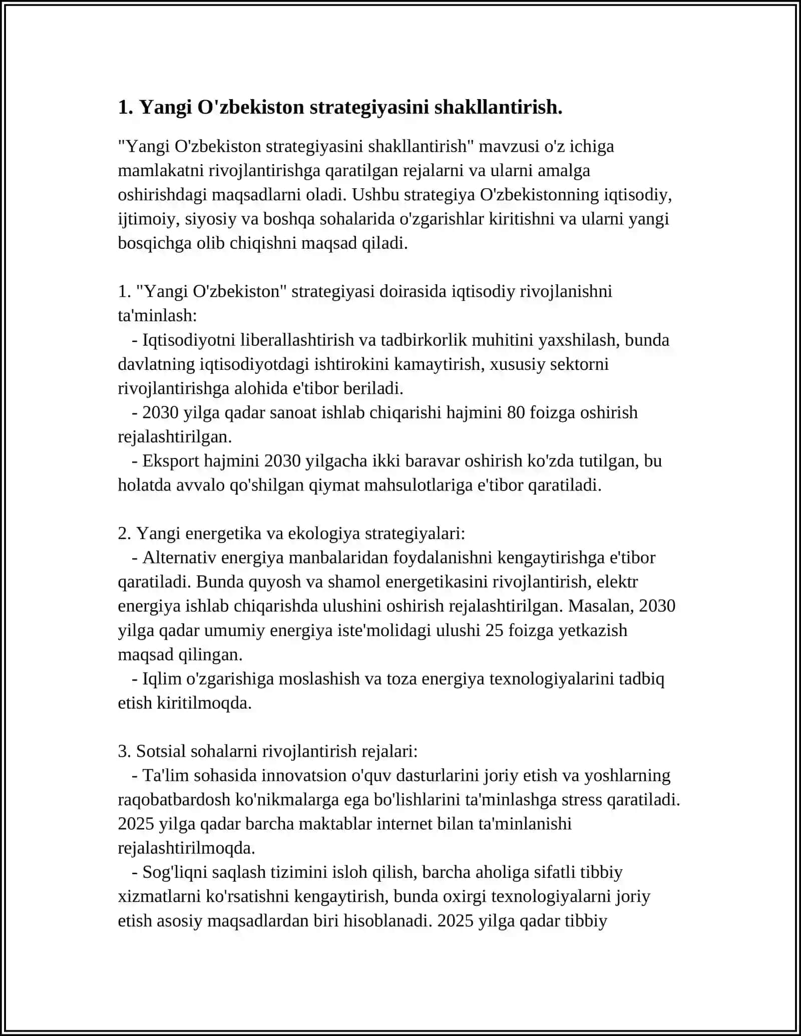 Yangi O'zbekistonda Prezident Sh.M. Mirziyoyev Rahbarligi va Tashabbusi Ostida Amalga Oshirilayotgan Ishlohatlar 3