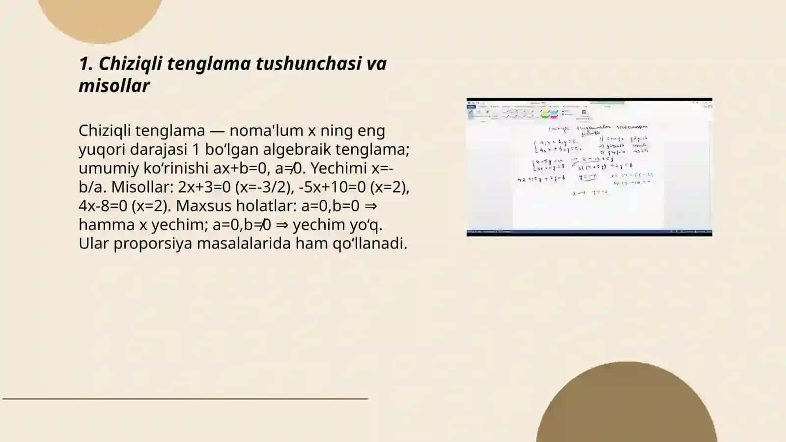 Chiziqli tenglamalar. Proporsiya 3