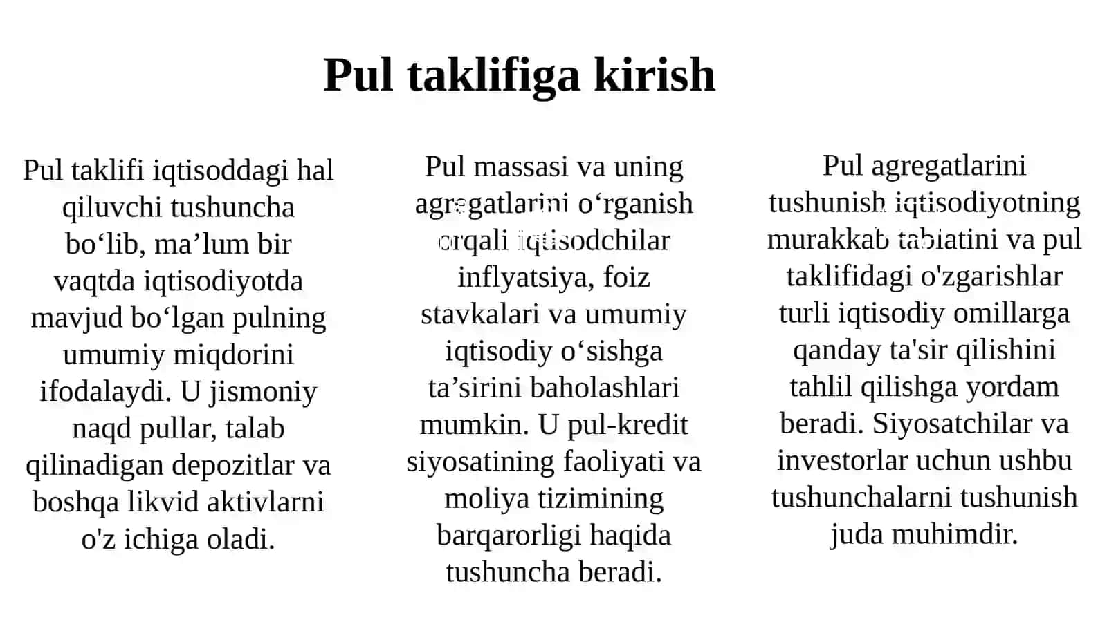 Pul massasi va pul agregatlari 3