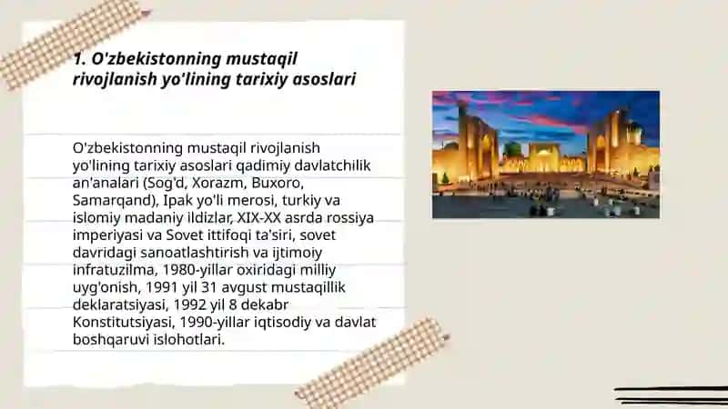 O'zbekiston tanlagan mustaqil rivojlanish yo'li va uning ahamiyati 3