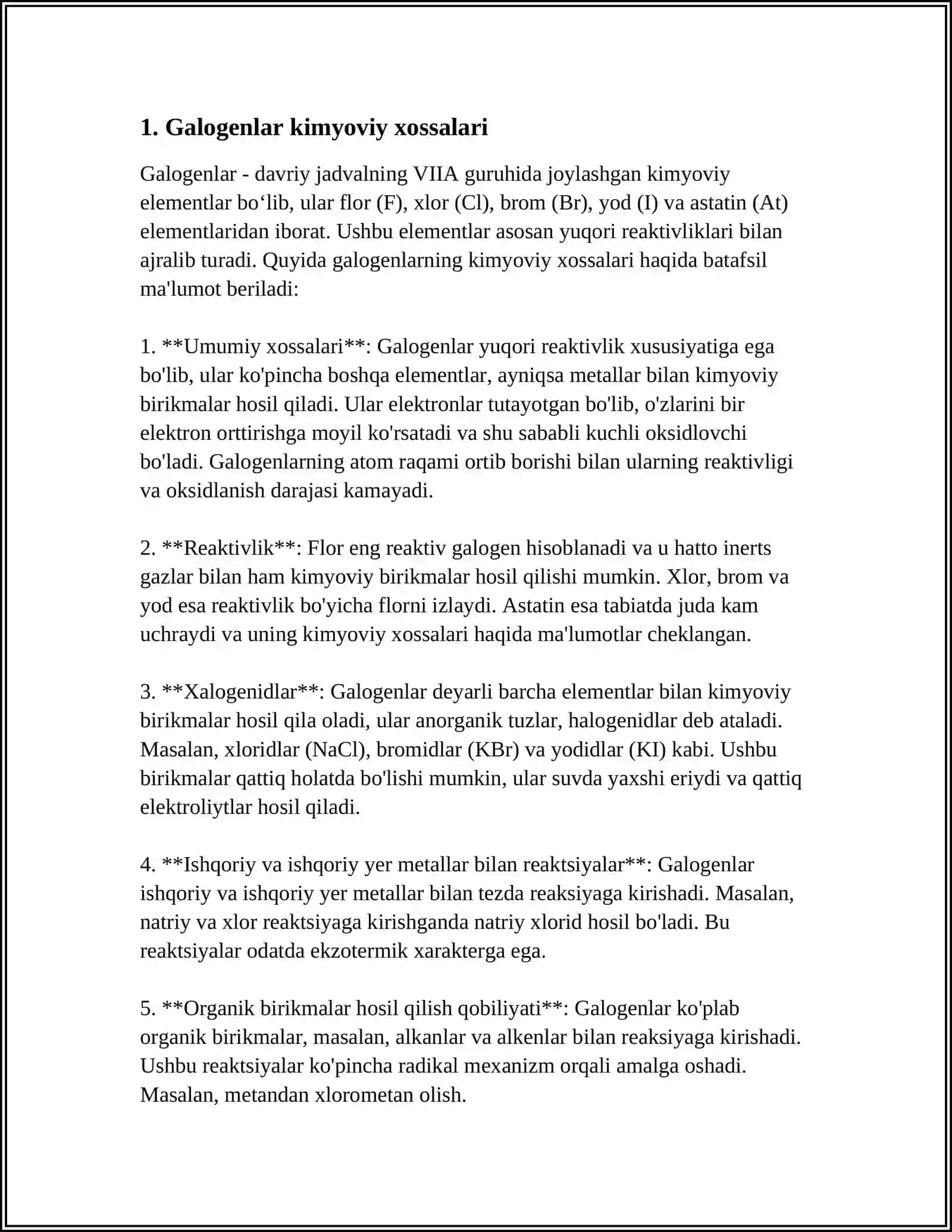 GALOGENLAR V ULARNING BIRIKMALARIINI QO'LLANISHI 3
