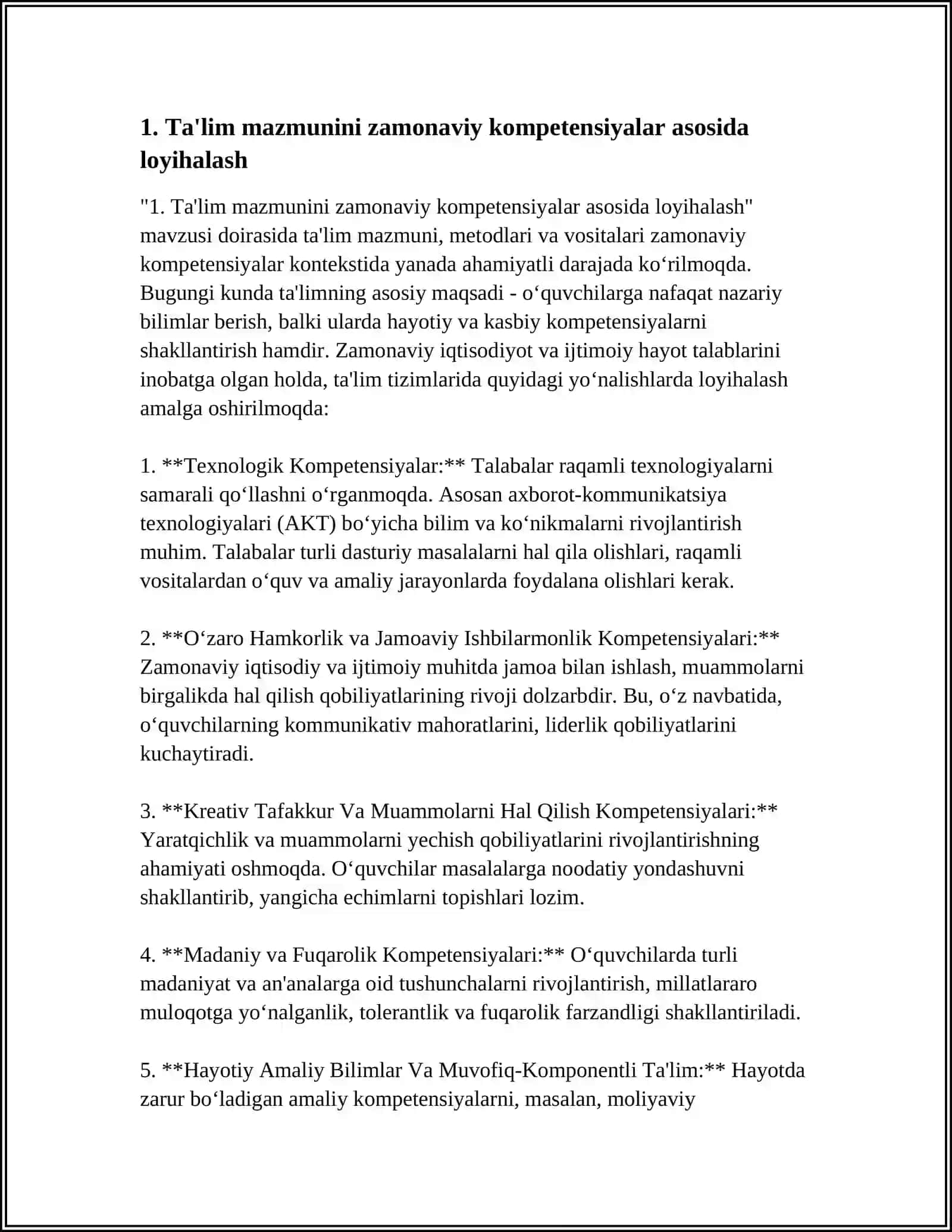TA'LIM MAZMUNI. TA'LIM METODLARI VA VOSITALARI 3