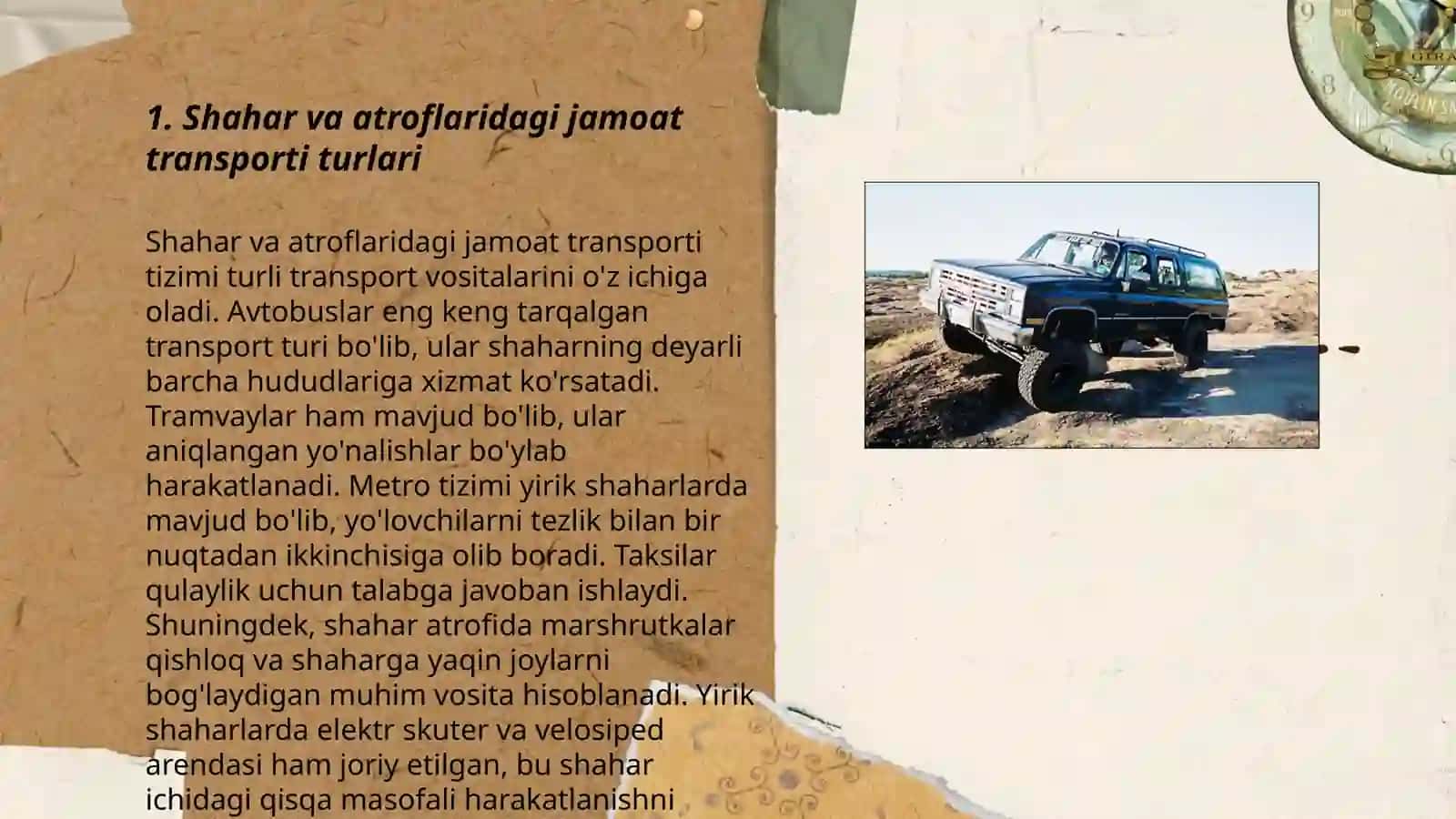 Shahar va Shahar atrofi transporti 3