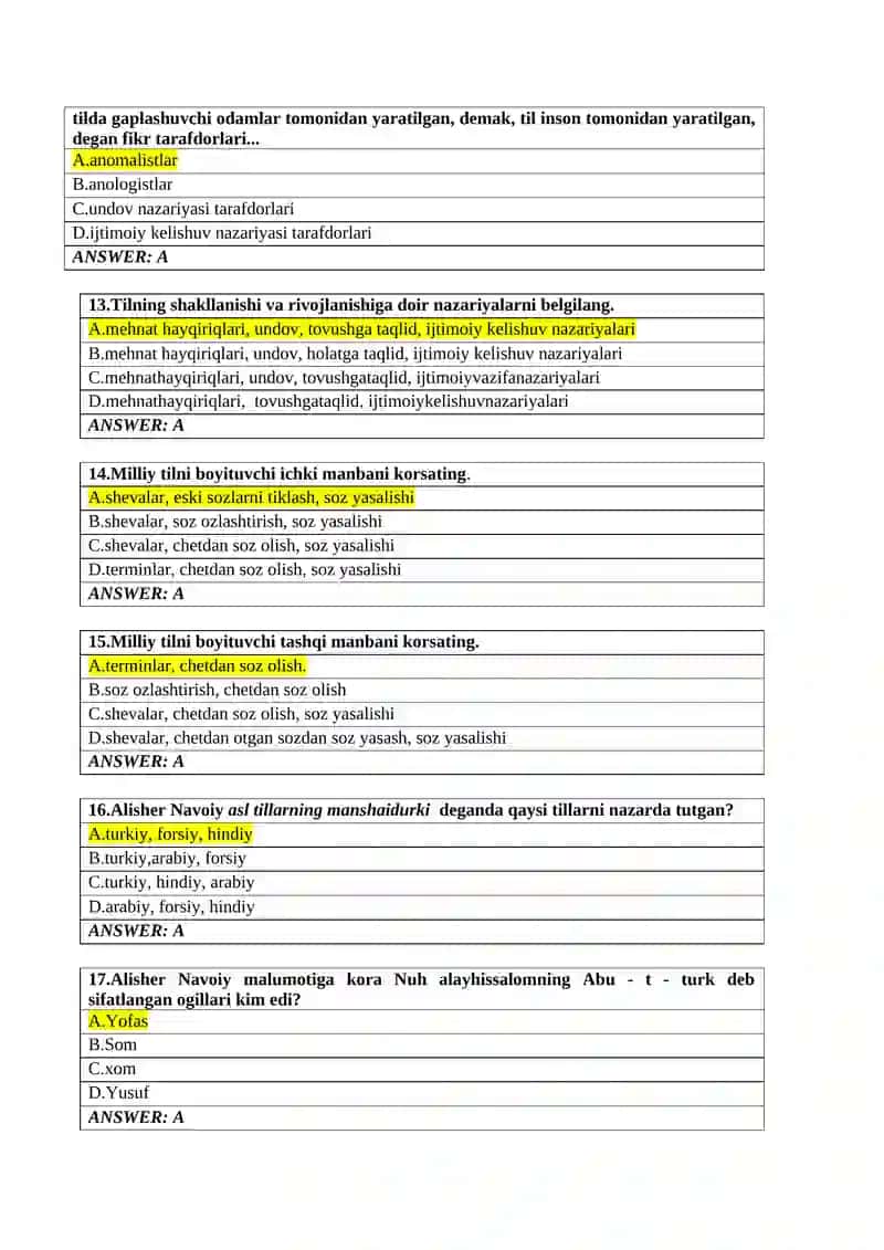 Til nazariyasi fanidan test savollari 3