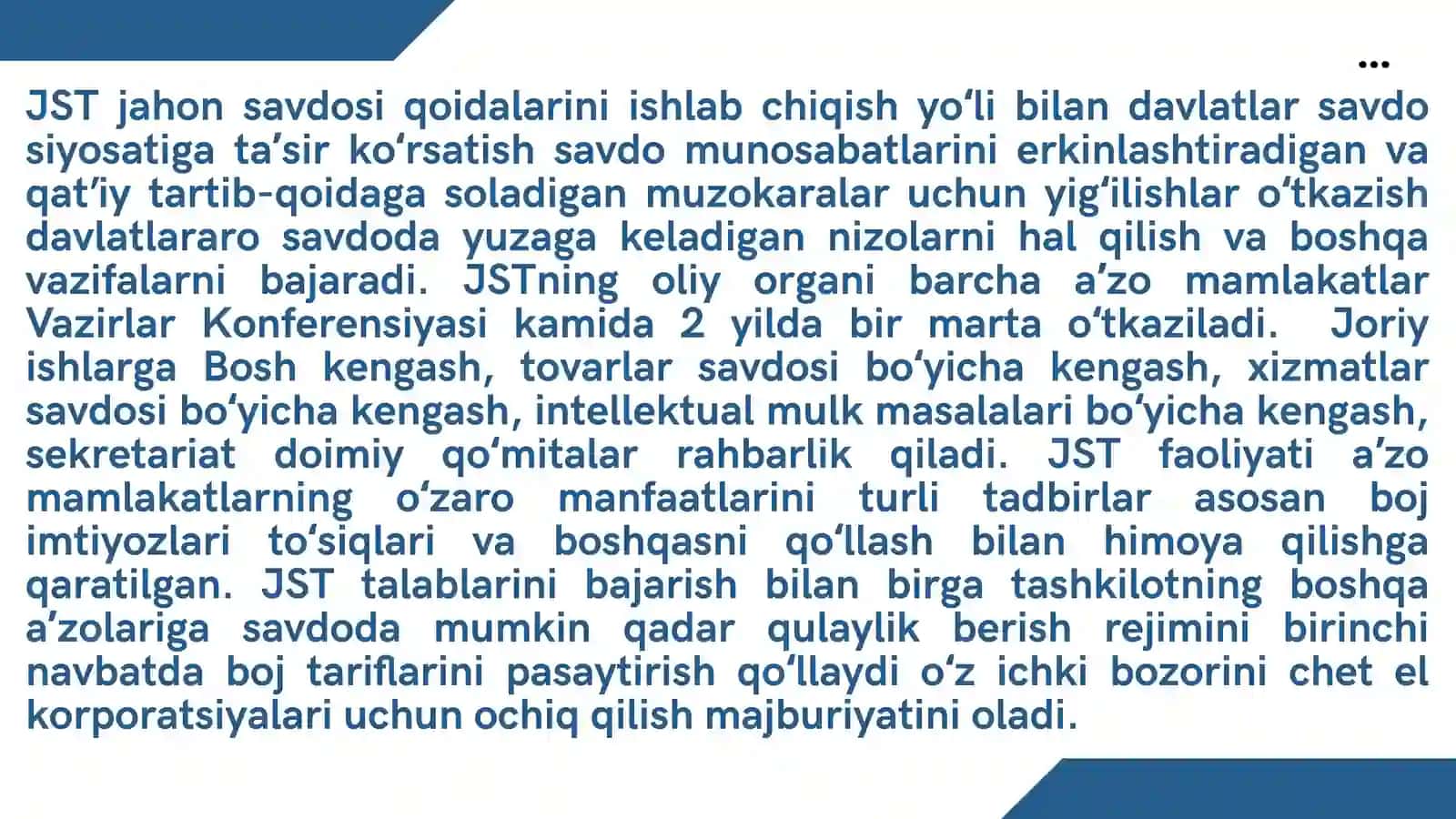 Jahon Savdo Tashkiloti (World Trade Organization) 3