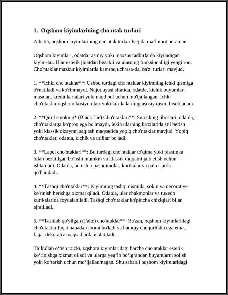 Oqshom kiyimlarining cho'ntak turlari 3
