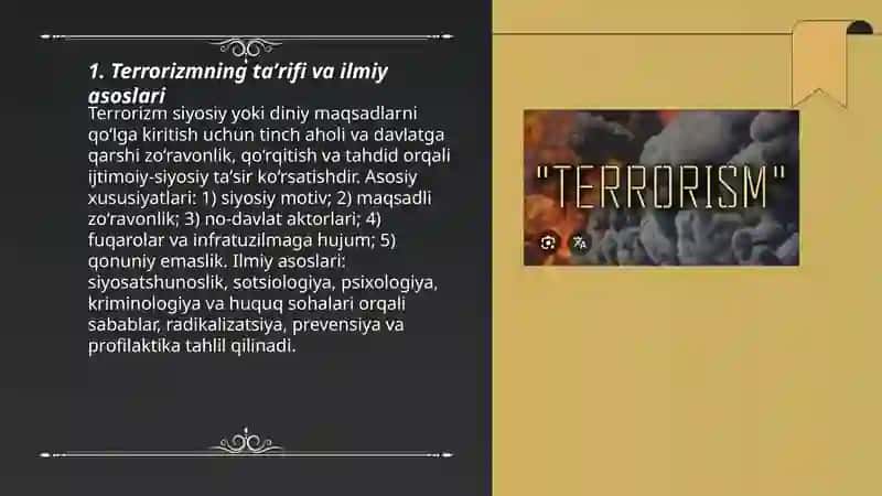 Terrorizm tushunchasi va uning asoslari 3