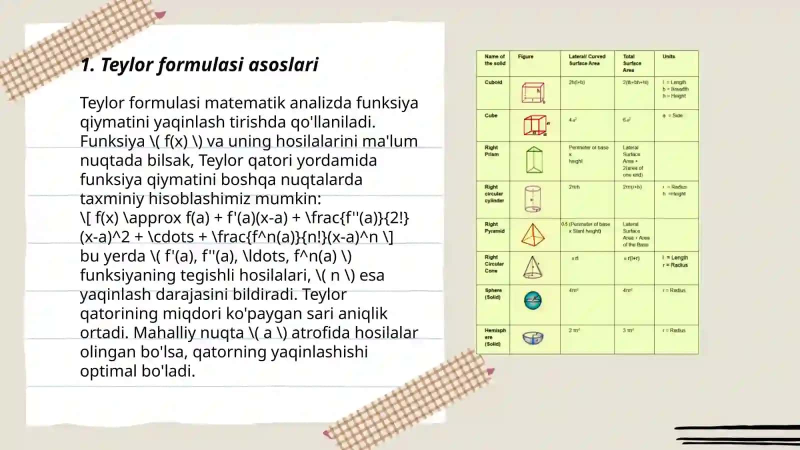 Teylor formulasi qoldiq hadining turli shakillari 3