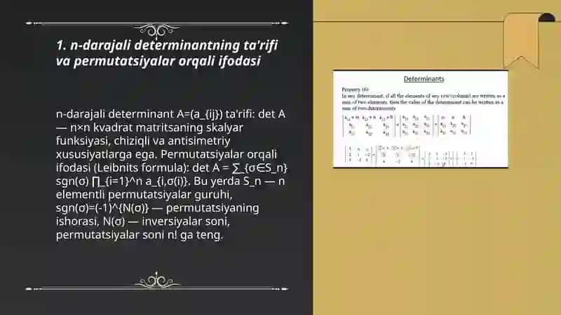 n-darajali determinantlar 3