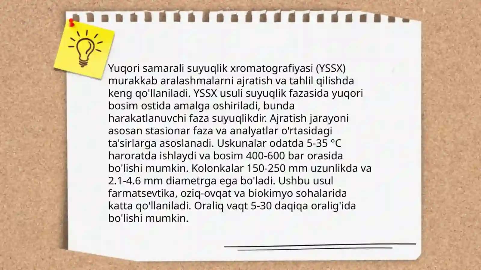 Yuqori samarali suyuqlik xromatografiyasi (YSSX) 3