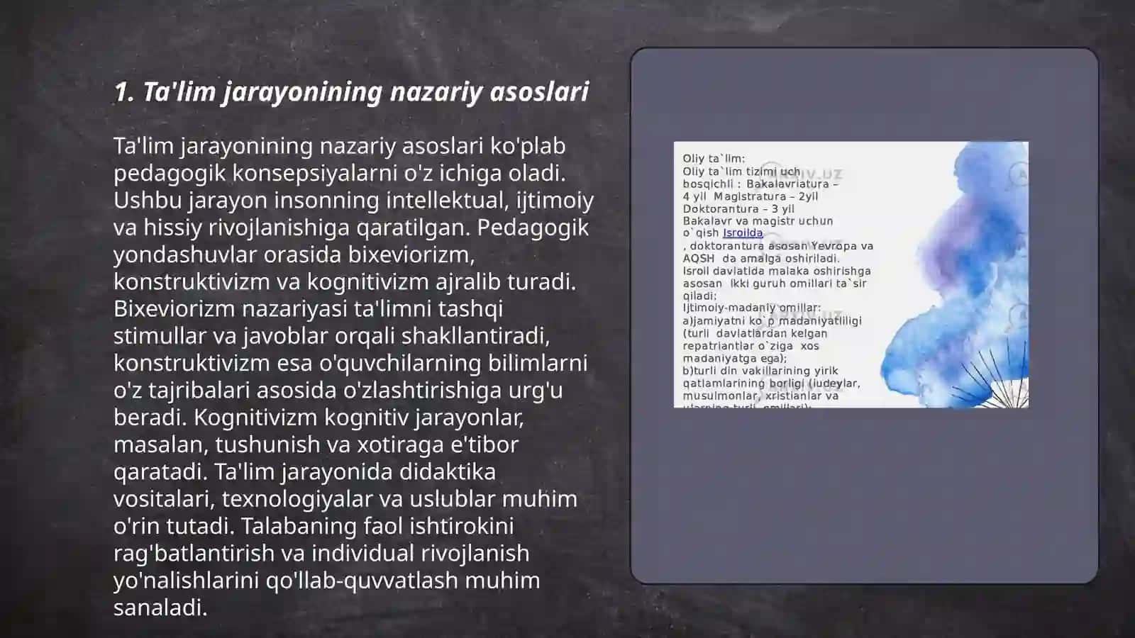 Ta'lim jarayonining nazariy asoslari 3