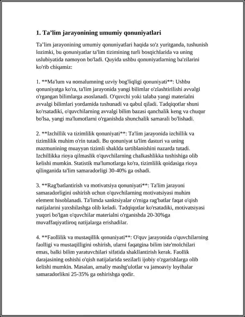TA’LIM JARAYONINING QONUNYATLARI VA TAMOYILLARI 3