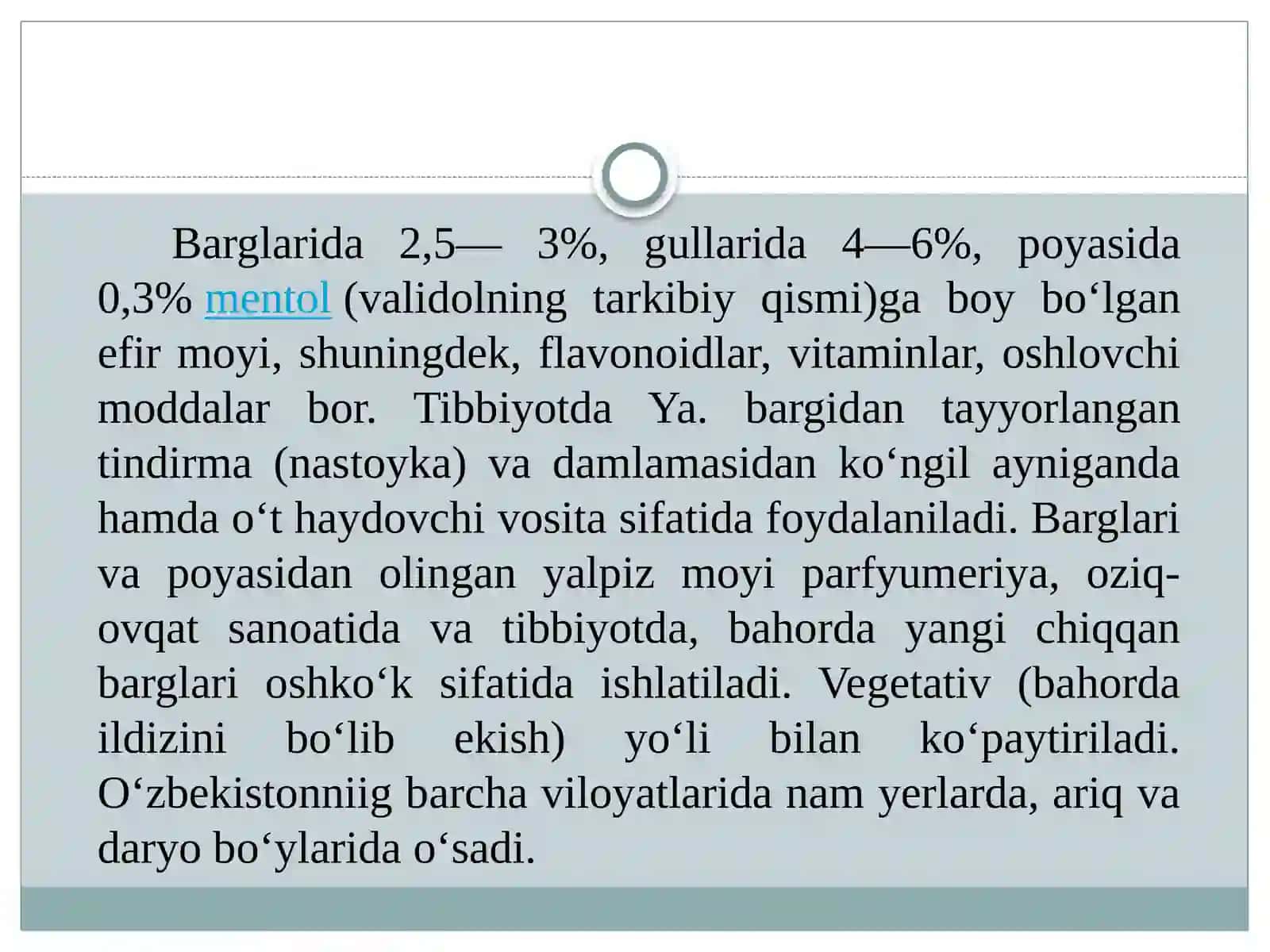 Dorivor va efir moyli o'simliklar introduksiyasi 3