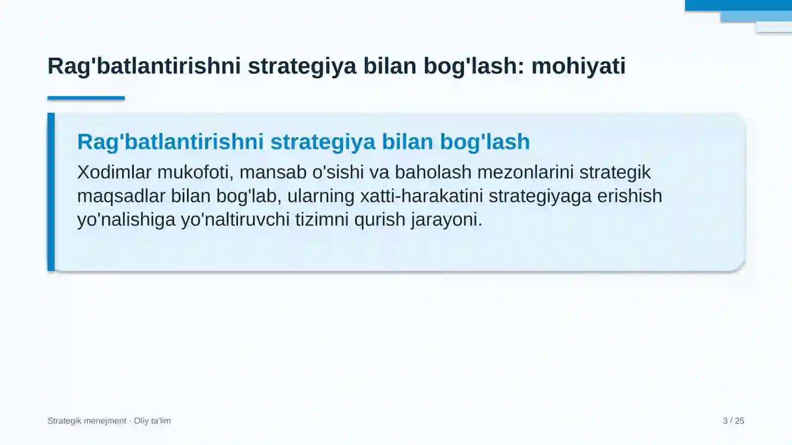 Strategik Menejment · Oliy Ta'lím 3