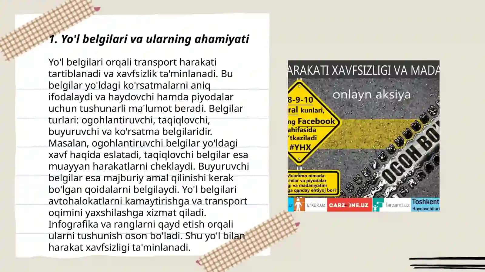 Yo'l belgilari va ularning ahamiyati 3