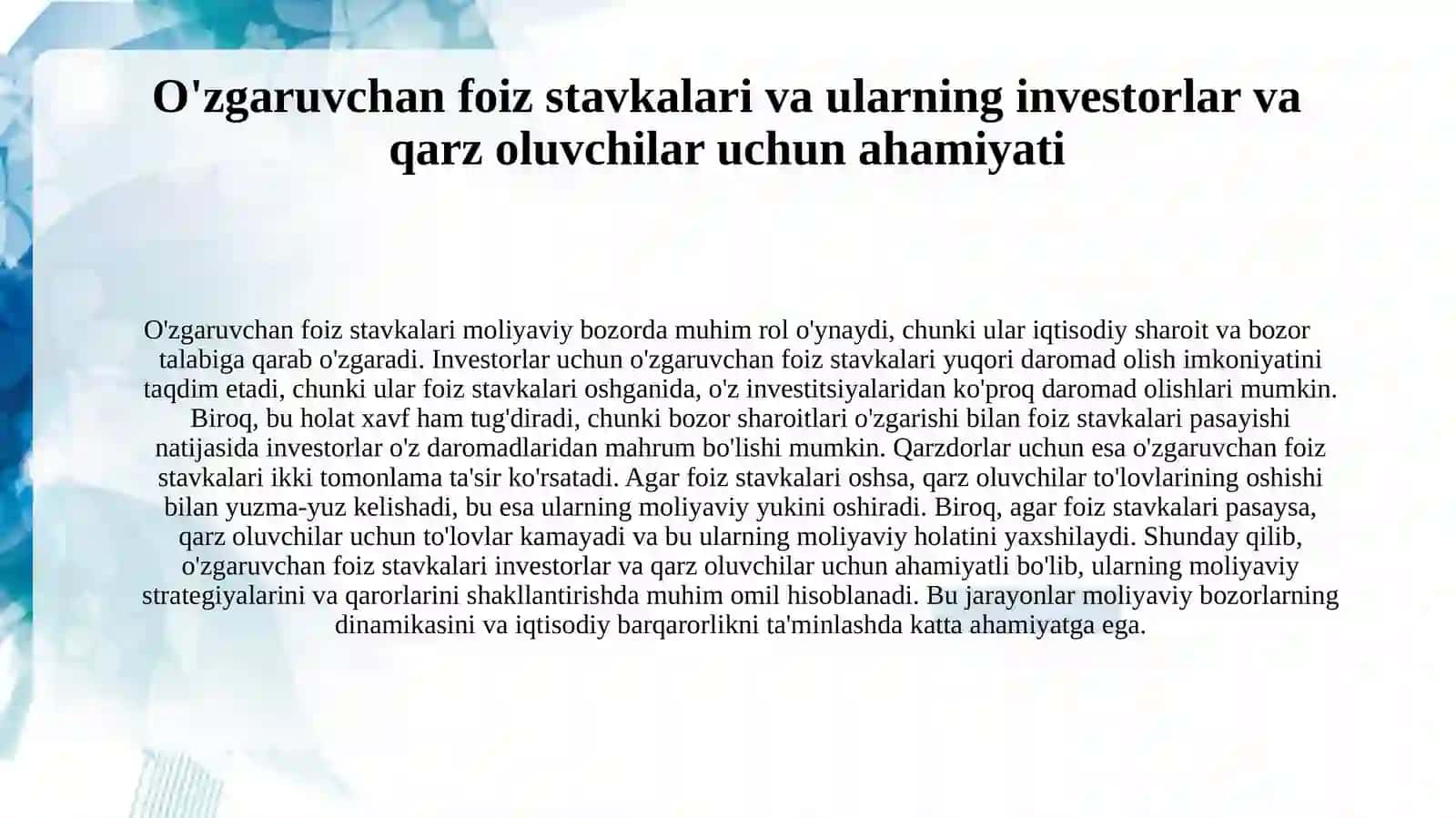 Moliyaviy bozorda foiz stavkasi 3