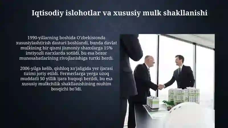 Iqtisodiy islohotlar va xususiy mulkning shakillanishi 3