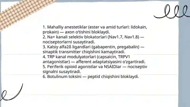 Afferent nerv tizimiga ta‘sir etuvchi vositalar 3