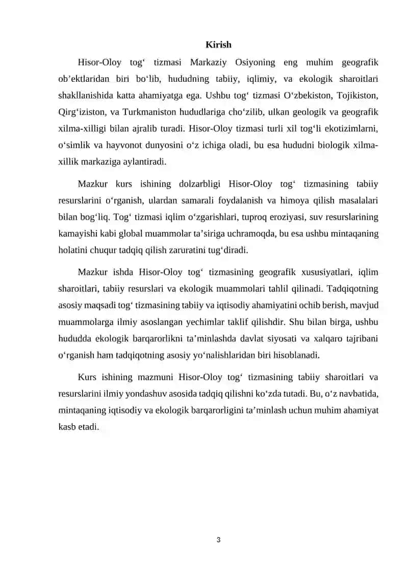 Hisor-Oloy tog‘ tizimiga tabiiy geografik tavsif 3