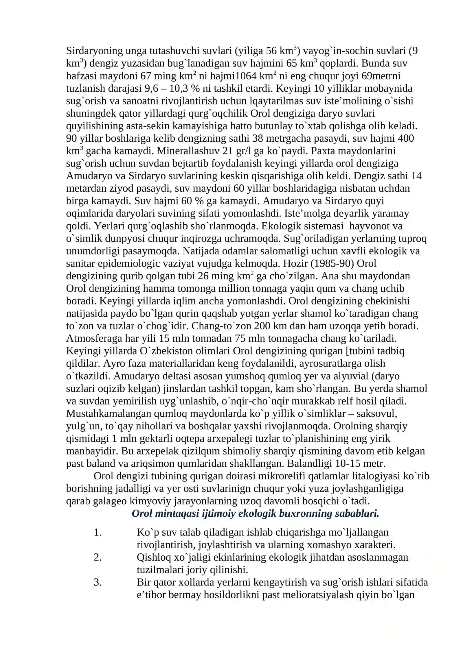 Orol Dengizining Ekologik Ahvoli 3