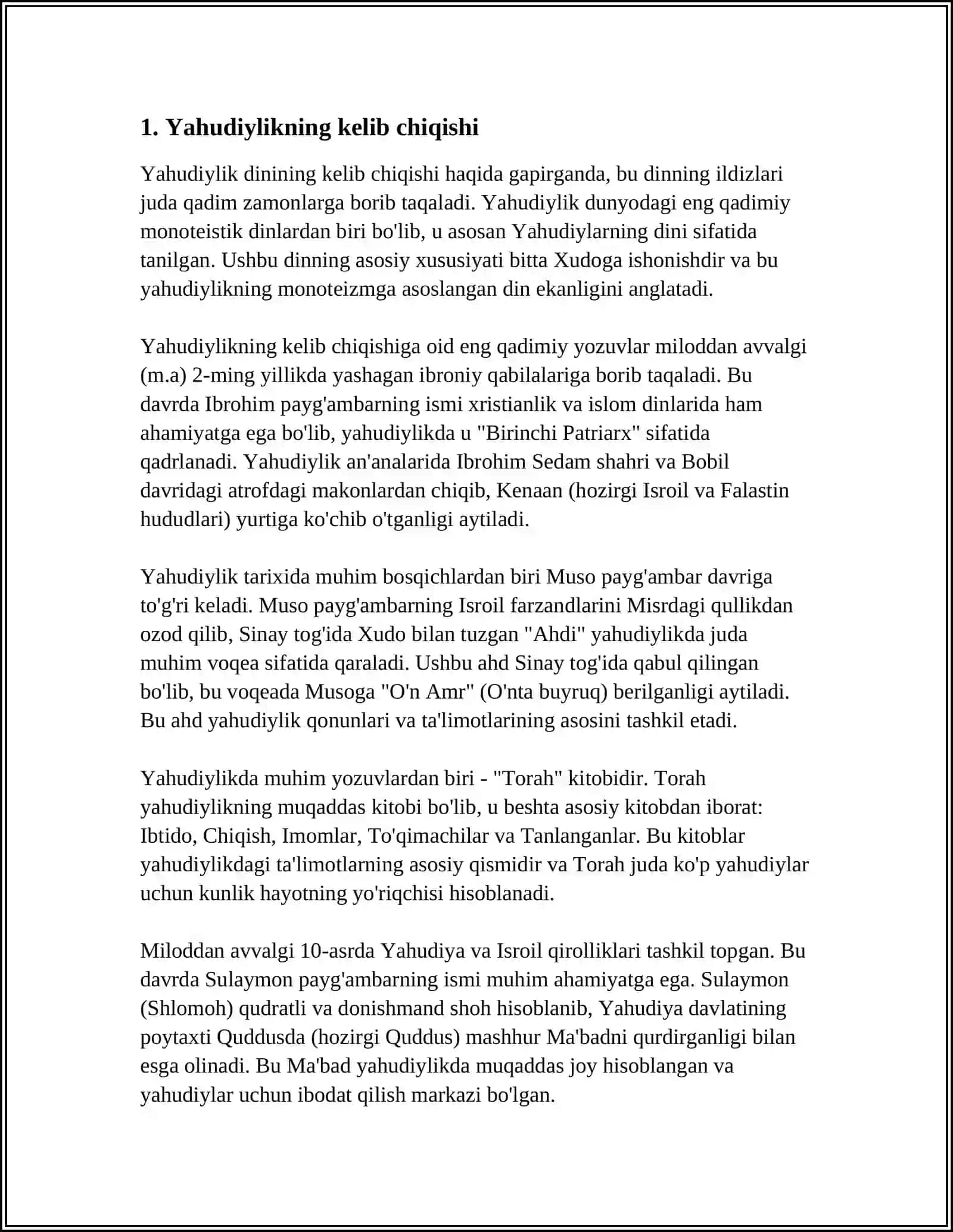 YAHUDIYLIK TA'LIMOTI, AN'ANA VA MAROSIMLARI 3