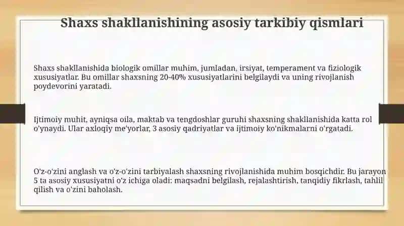Shaxs shakllanishining asosiy tarkibiy qismlari 3