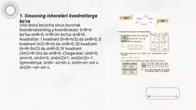 Sinus, kosinusning va tangensning ishoralari 3