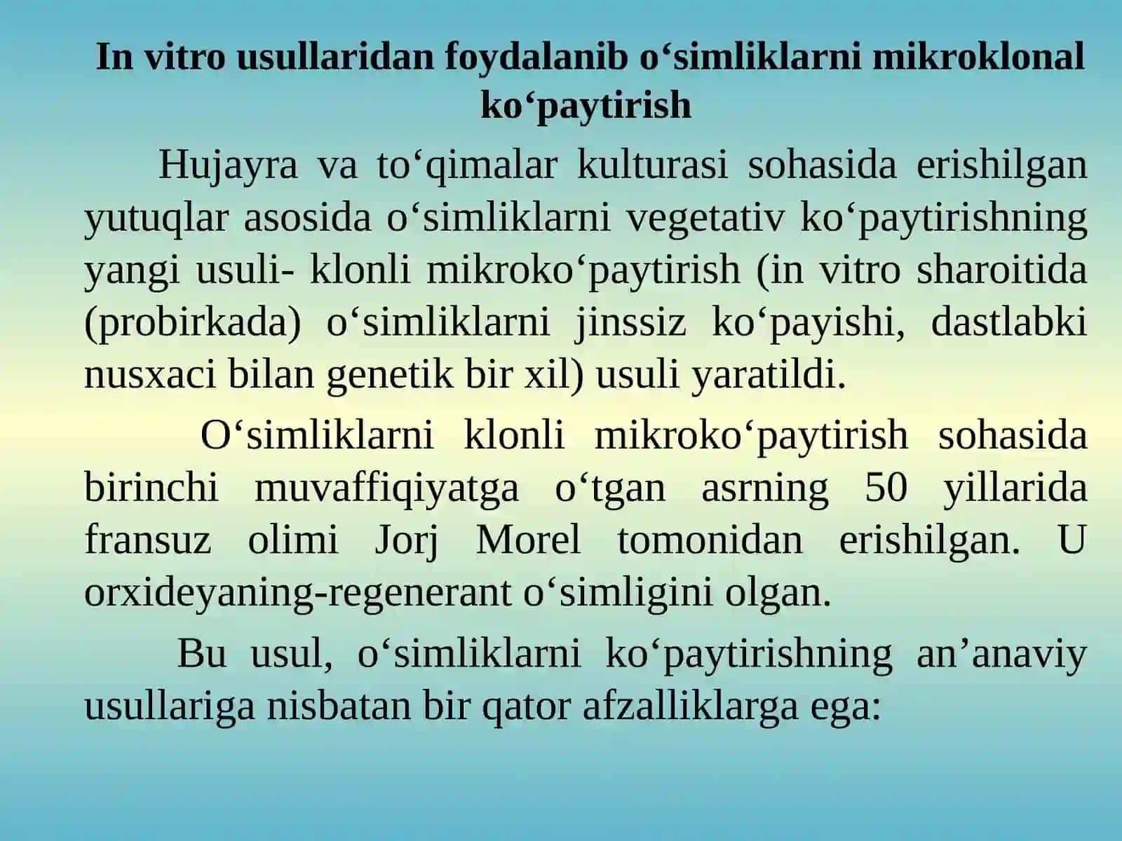 O‘simliklarini Klonli Mikroko‘paytirish 3