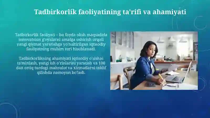 Tadbirkorlik faoliyati va shakllanishi 3