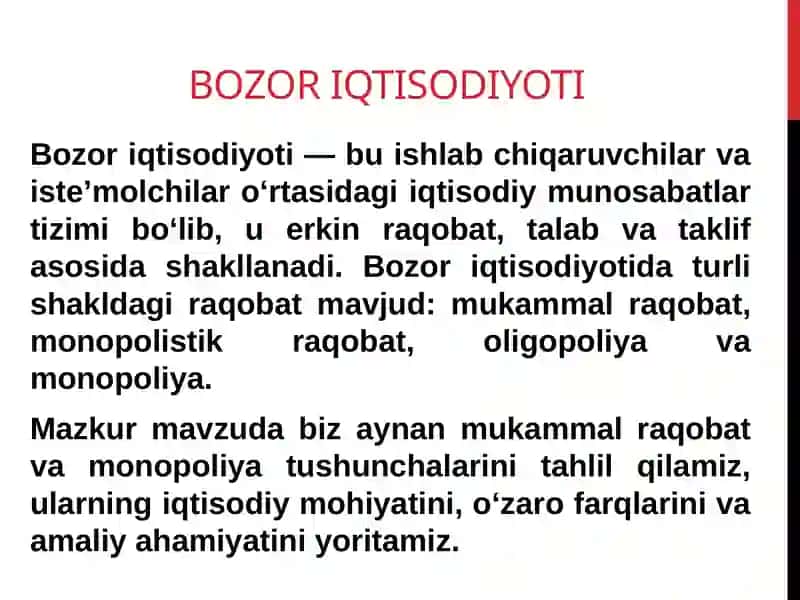 Mukammal bozorda raqobat va monopoliya 3