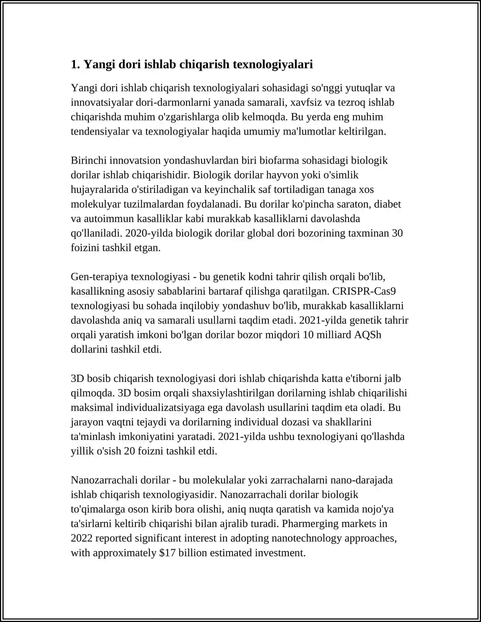 Sanoat Farmatsiya Yonalishi Mutahasislika Kirish 3