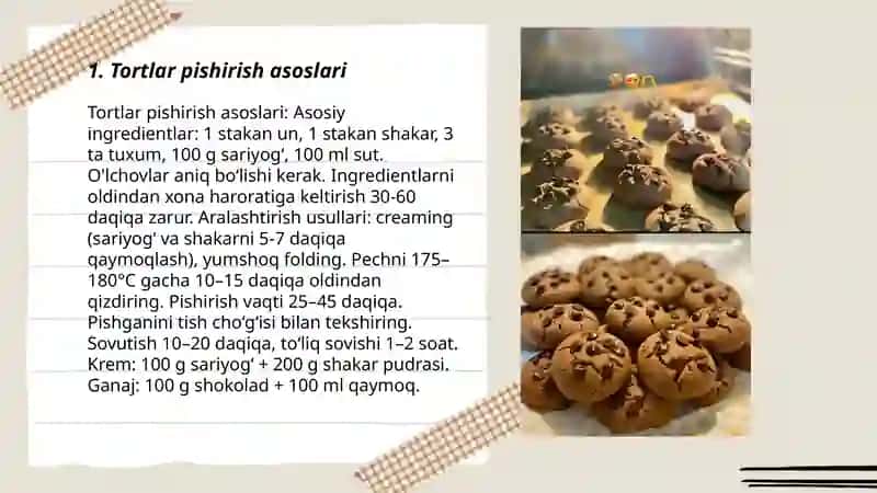 Tortlar pishirish asoslari 3