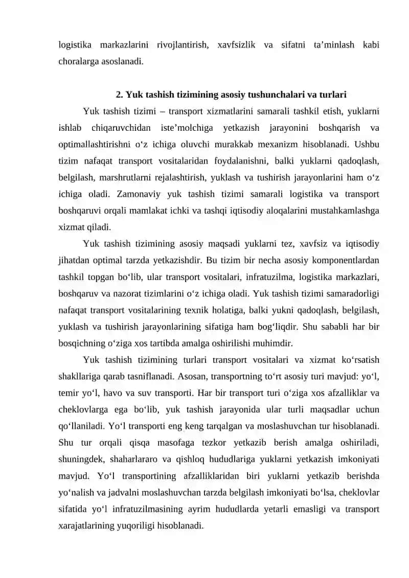 Yuk tashish korxonalari infratuzilmasi 3