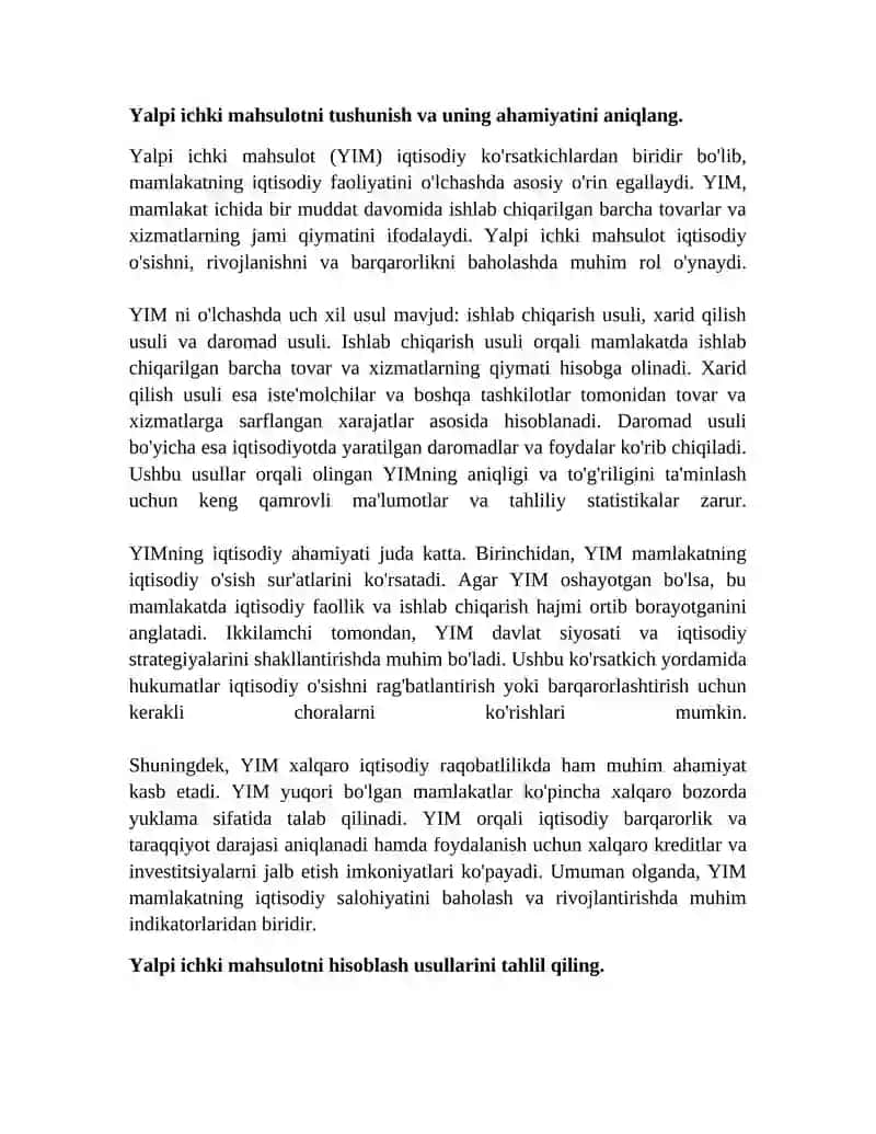 Yalpi ichki mahsulotni xisoblash usullari 3