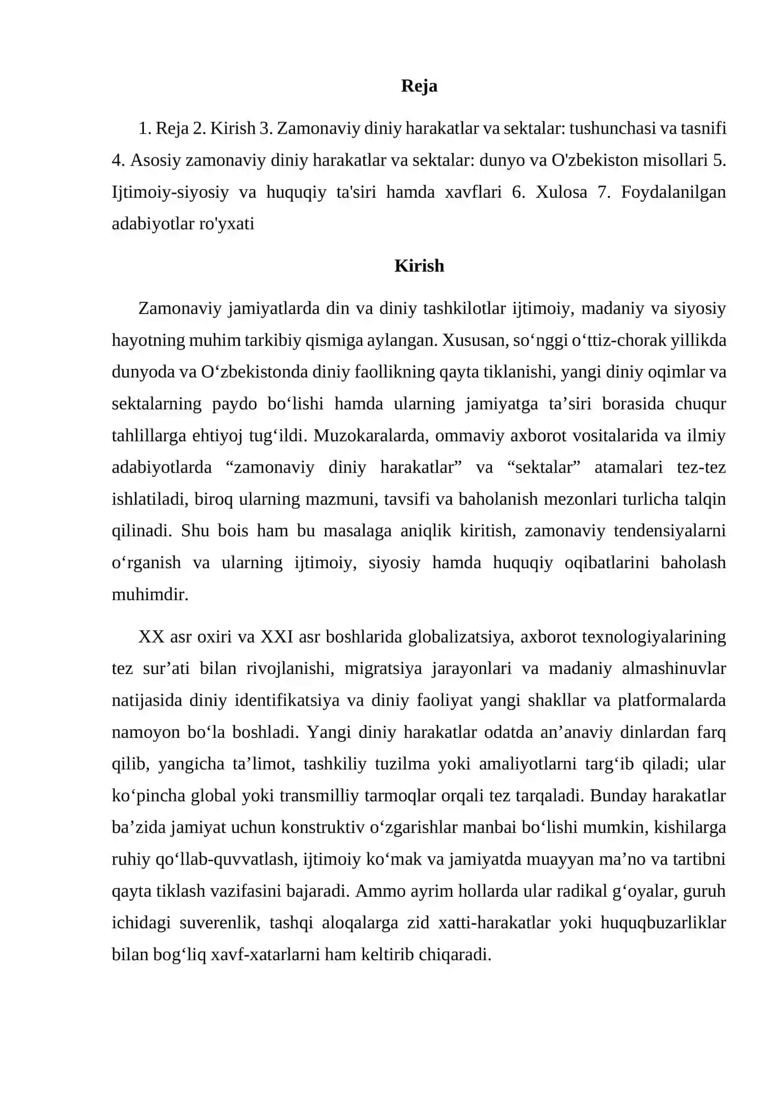 Zamonaviy diniy harakatlar va sektalar 3