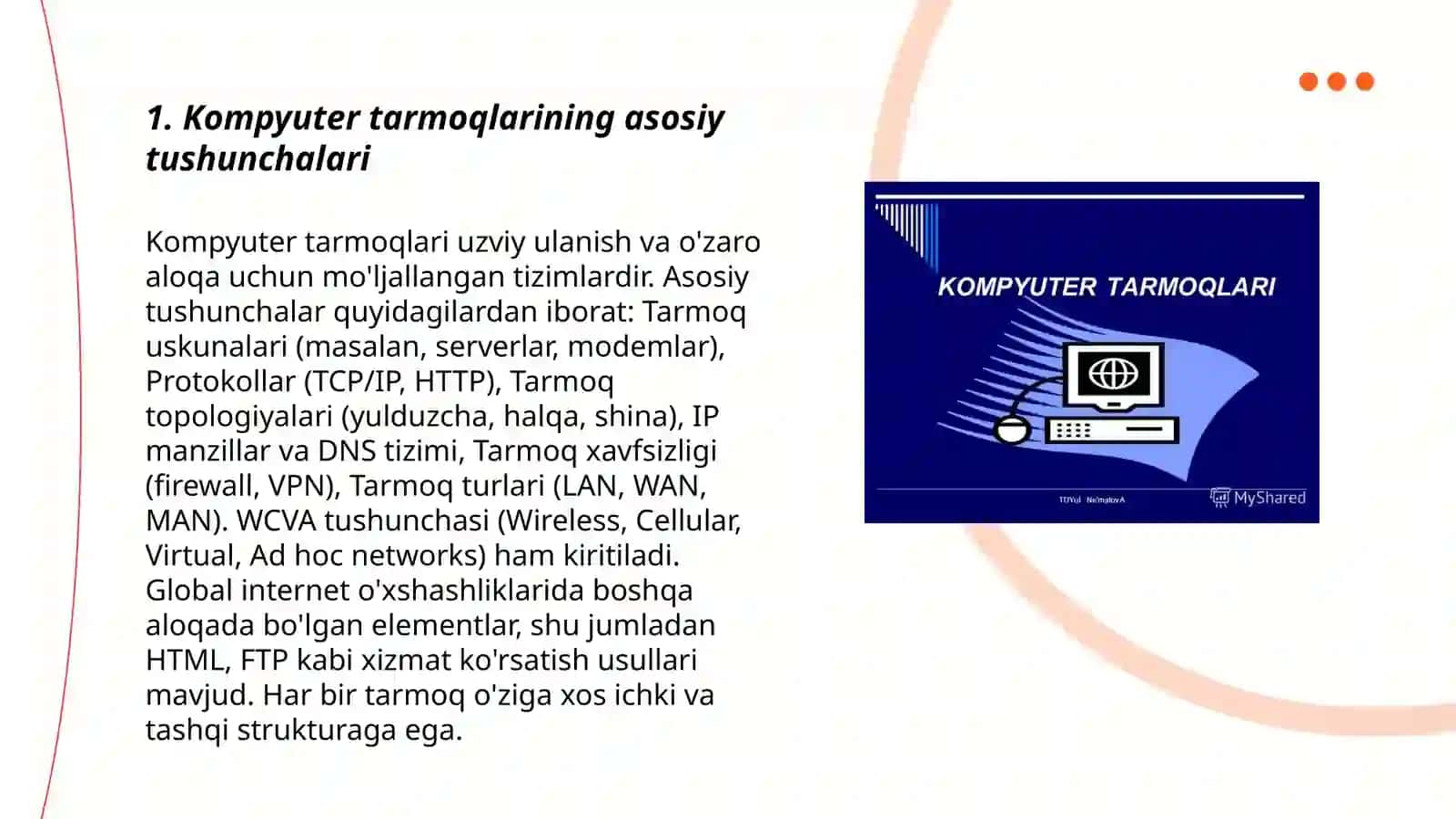 Kompyuter tarmoqlari va ularning tushunchalari va turlari 3
