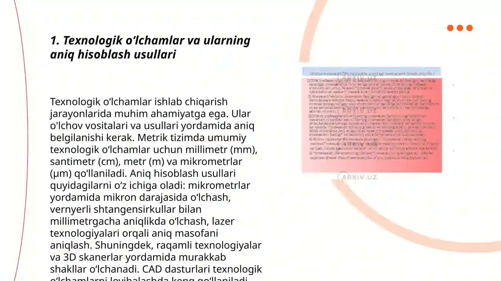 Texnologik oʻlchamlarni hisoblash 3