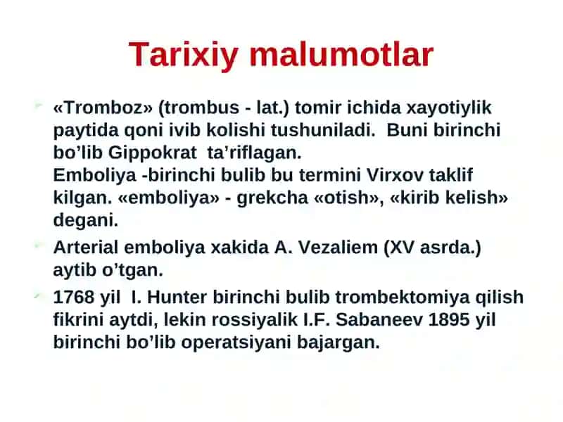 O‘tkir arterial tromboz va emboliyalar 3
