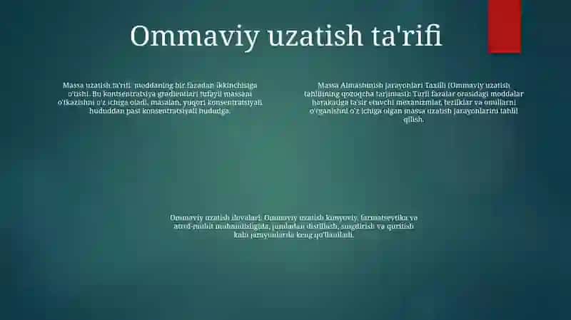 Massa Almashinish Jarayonlari Taxlili 3