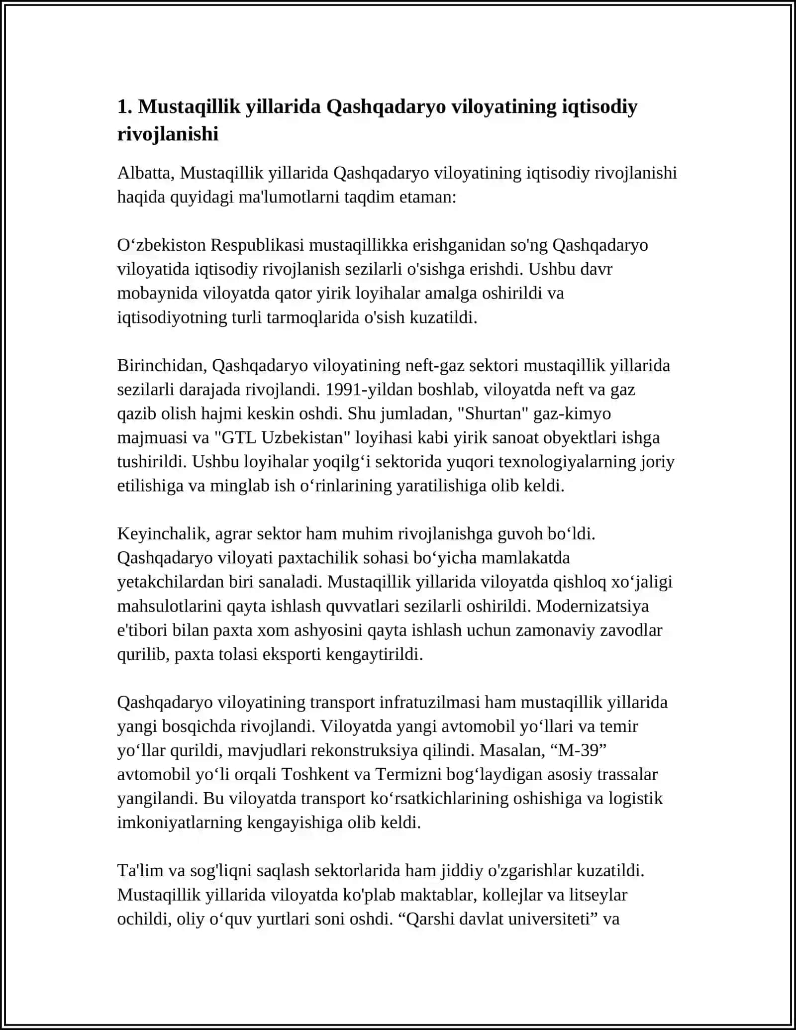 MUSTAQILIK YILARDA QASHQADARIYO 3