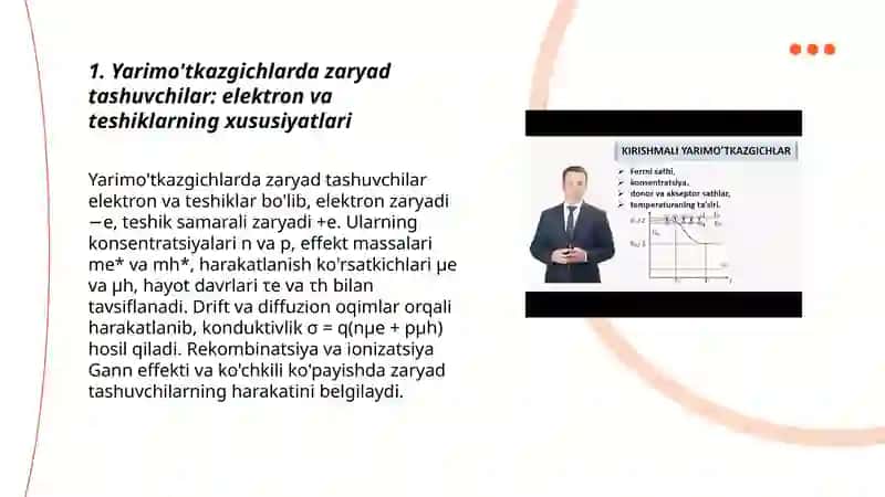 Yarimo'tkazgichda zaryad tashuvchilarning harakatlanish 3