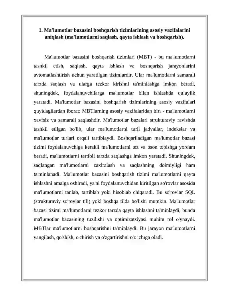 Ma'lumotlar bazasini boshqarish tizimlari 3