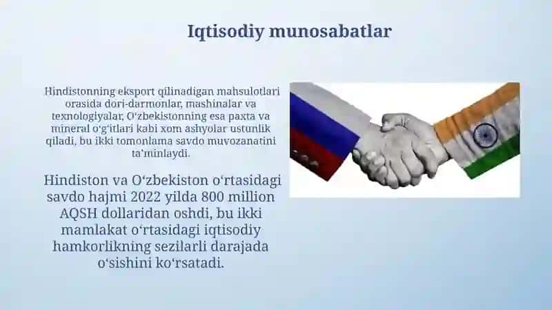 Hindiston va O'zbekiston o'rtasidagi aloqalar 3