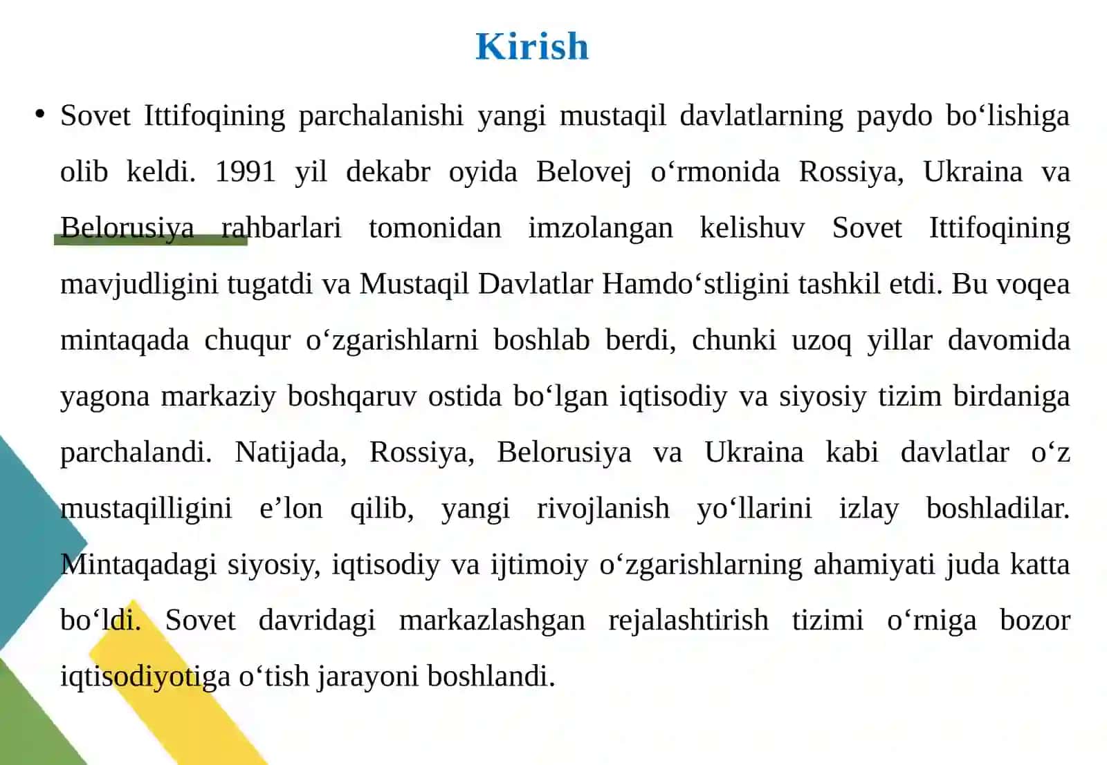 XX asr oxiri – XXI asr boshlarida Rossiya, Belarus va Ukraina 3